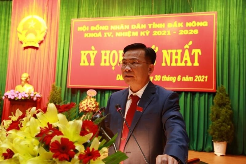 Tân Chủ tịch UBND tỉnh Đắk Nông Hồ Văn Mười phát biểu tại kỳ họp