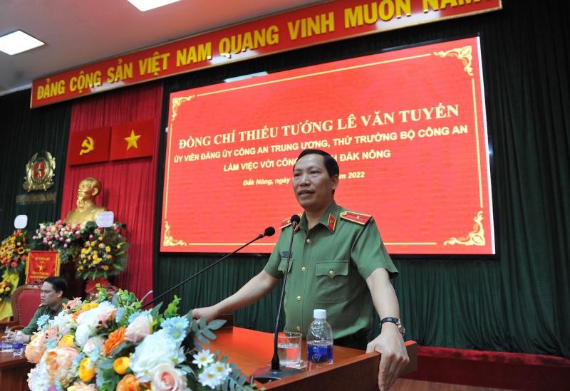 Thứ trưởng Lê Văn Tuyến phát biểu chỉ đạo tại buổi làm việc. Ảnh Văn Thành/CAND