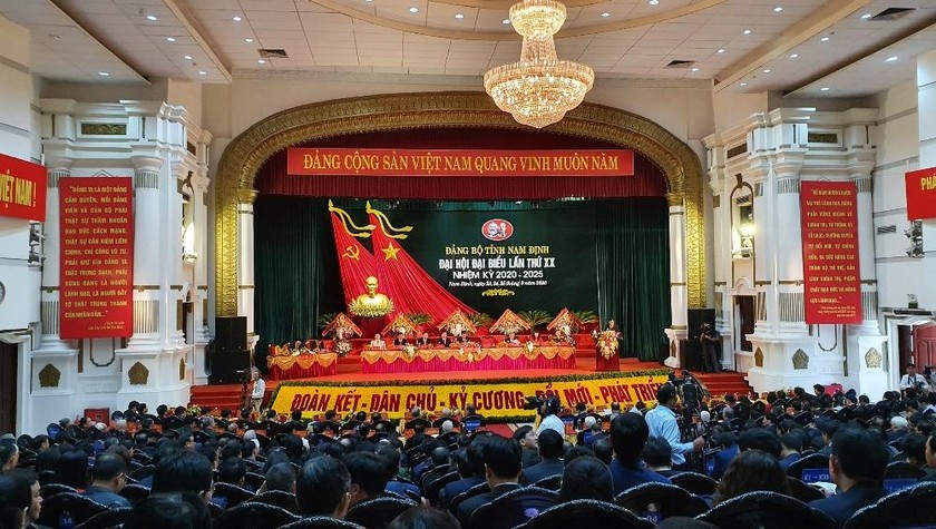 Đại hội Đại biểu Đảng bộ tỉnh Nam Định lần thứ XX, nhiệm kỳ 2020-2025. Ảnh: Tuấn Anh.