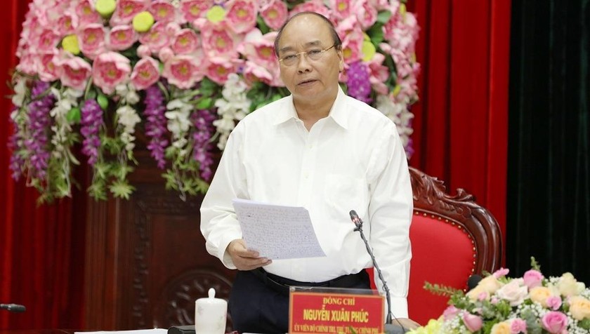  Thủ tướng Chính phủ Nguyễn Xuân Phúc phát biểu tại buổi làm việc.