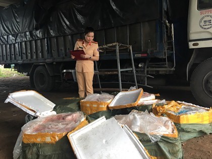 Thanh Hóa: Bắt xe vận chuyển 2,5 tấn thực phẩm không rõ nguồn gốc