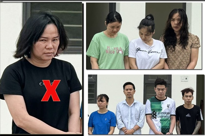 Nguyễn Thị Thịnh (X) và các đối tượng trong đường dây bị bắt giữ ( Ảnh: CATH).