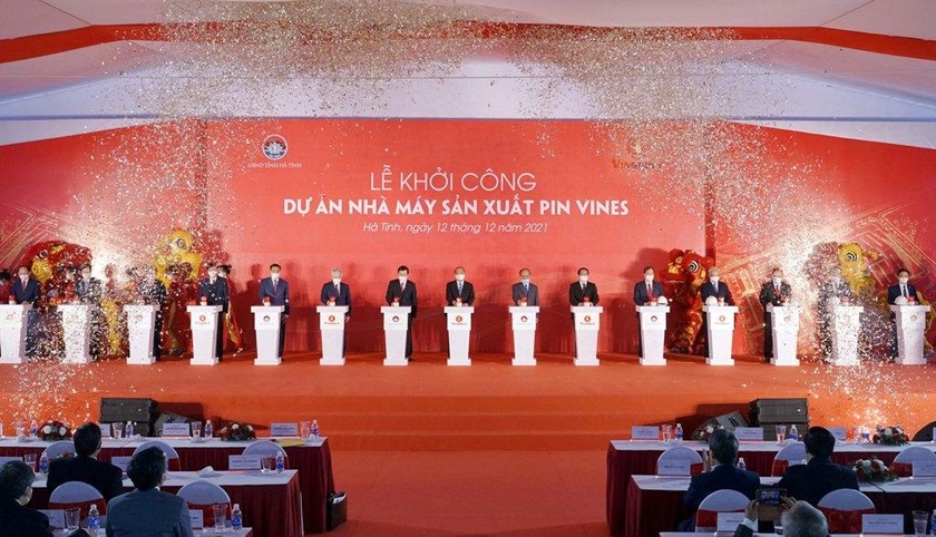 Lễ khởi công nhà máy sản xuất Pin VinES tại Hà Tĩnh.