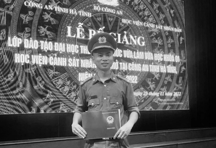 Thượng úy Trần Trung Hiếu, cán bộ Công an xã Xuân Hồng, huyện Nghi Xuân (Hà Tĩnh). Ảnh: CTV