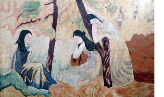 Bức tranh “Ba cô gái” của Dương Bích Liên, một trong 4 danh họa hàng đầu bị nhái nhiều