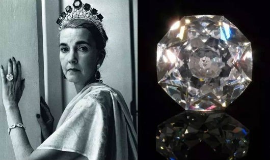 Barbara Hutton với viên kim cương Pasha Diamond trên nhẫn