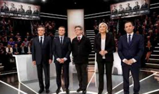 5 ứng cử viên hàng đầu trong cuộc tranh luận trực tiếp trên kênh truyền hình TF1 và LCI tối ngày 20/3. 