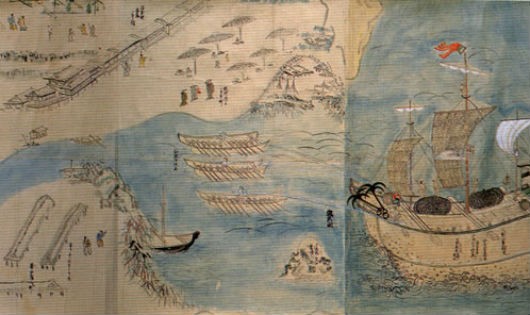  Tranh Giao Chỉ quốc mậu dịch độ hải đồ (thế kỉ XVII, trích)