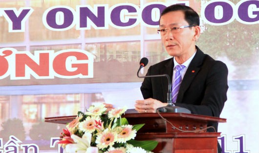Ông Võ Thành Thống Chủ tịch UBND TP Cần Thơ phát biểu tại buổi khởi công bệnh viện Ung bướu Cần Thơ