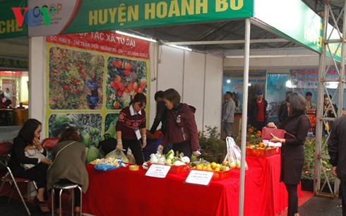 Sản phẩm nông nghiệp của Quảng Ninh tham gia hội chợ. Ảnh VOV
