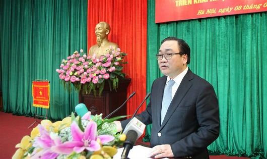 Bí Thư Thành ủy Hà Nội Hoàng Trung Hải phát biểu tại Hội nghị