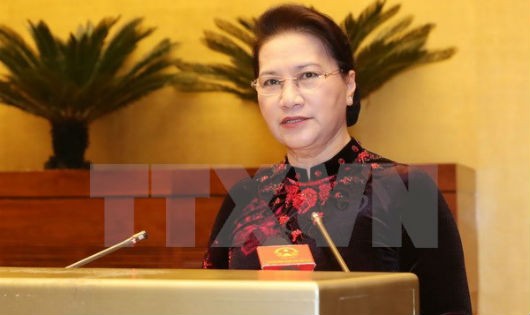 Chủ tịch Quốc hội Nguyễn Thị Kim Ngân phát biểu tại Hội nghị