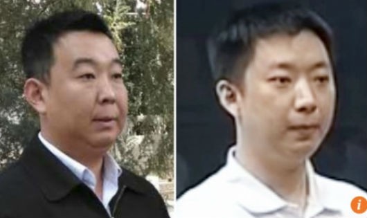 Ông Trương Hiểu Quân khi cùng nhà họ Bạc viếng mộ cha của ông Bạc Hy Lai (trái) và hình ảnh khi ông xuất hiện tại phiên toà xét xử năm 2012 (phải)